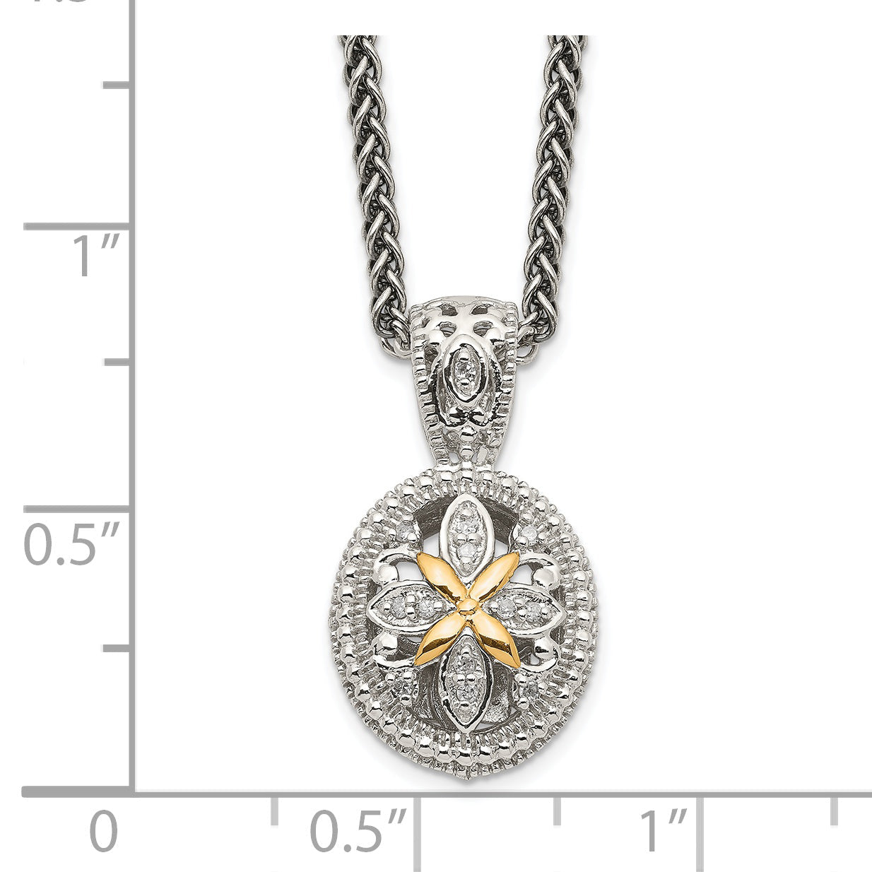 14K/silver Bicolor Shey Couture Sterlingsilber Antikisiert mit 14K Akzente 18 Zoll Diamant Halskette
