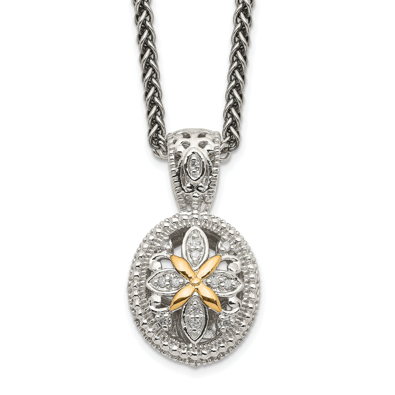 14K/silver Bicolor Shey Couture Sterlingsilber Antikisiert mit 14K Akzente 18 Zoll Diamant Halskette