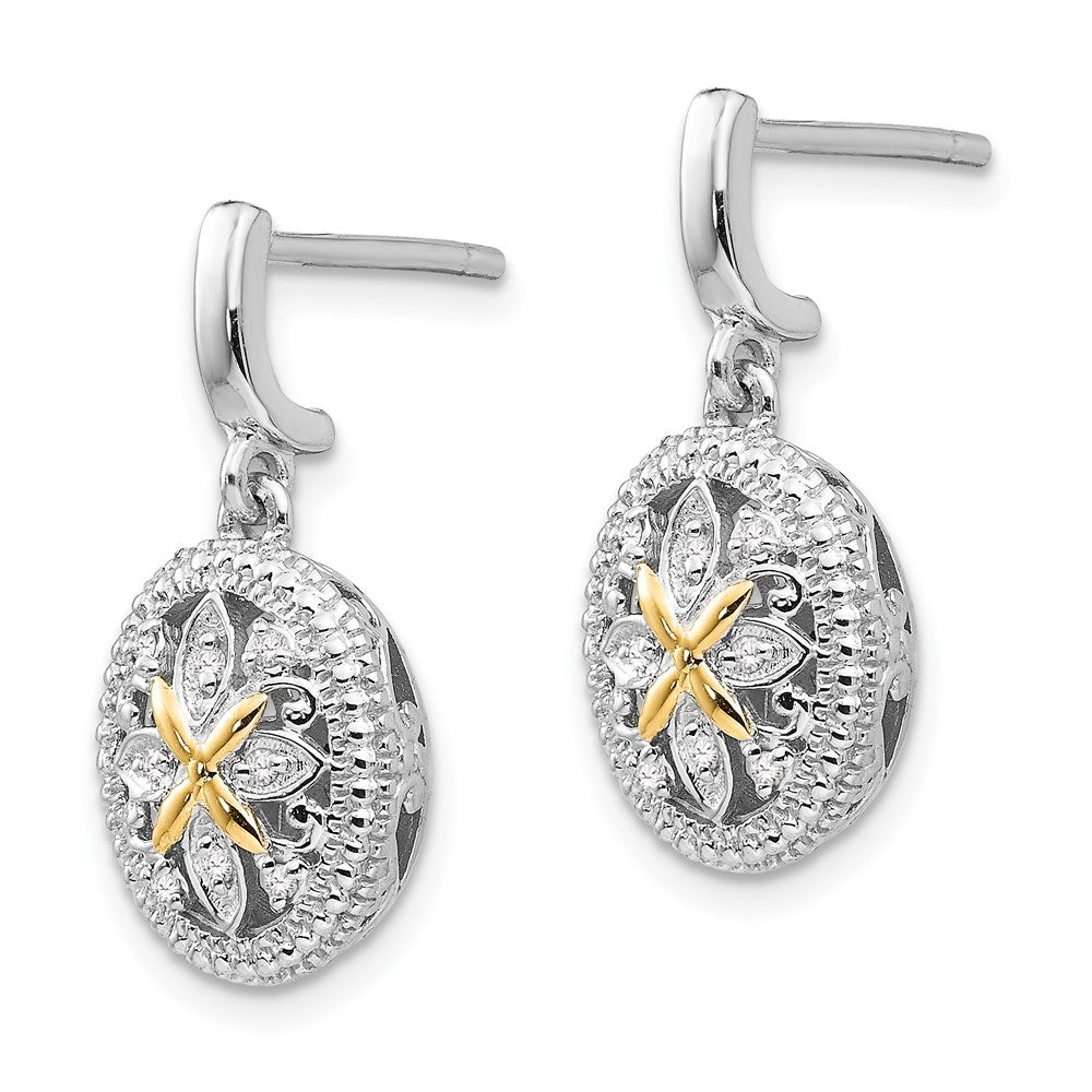 14K/silver Bicolor Shey Couture Sterlingsilber Rhodiniert mit 14K Akzente Diamant Stecker Ohrhänger