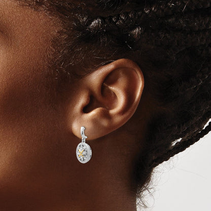14K/silver Bicolor Shey Couture Sterlingsilber Rhodiniert mit 14K Akzente Diamant Stecker Ohrhänger