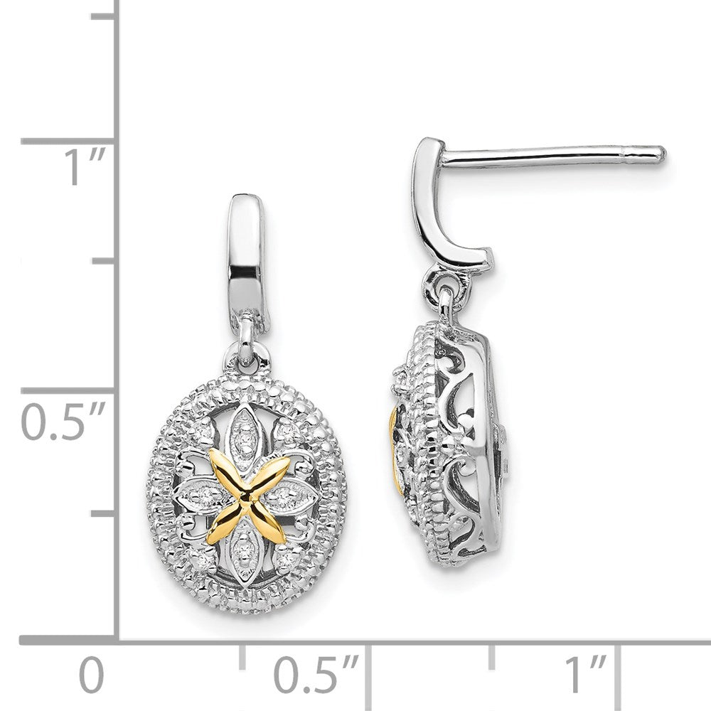 14K/silver Bicolor Shey Couture Sterlingsilber Rhodiniert mit 14K Akzente Diamant Stecker Ohrhänger