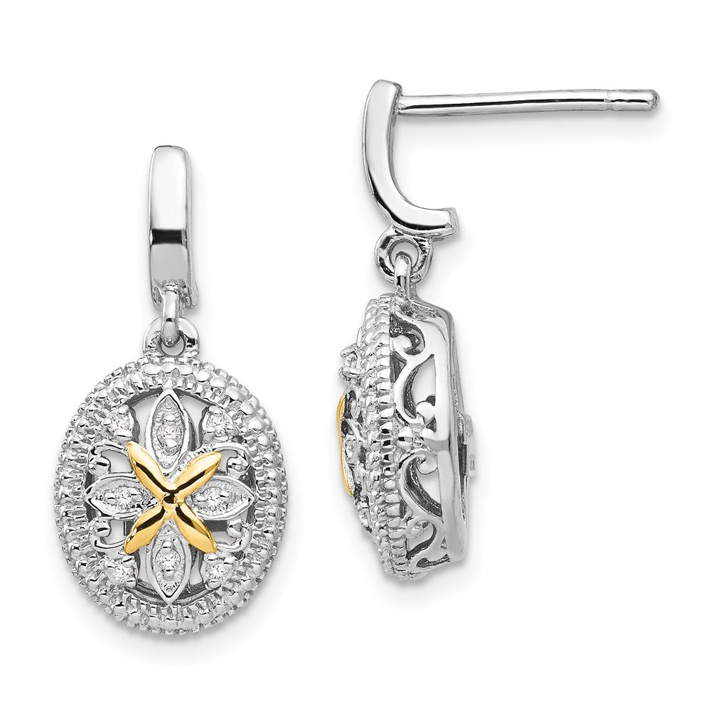 14K/silver Bicolor Shey Couture Sterlingsilber Rhodiniert mit 14K Akzente Diamant Stecker Ohrhänger