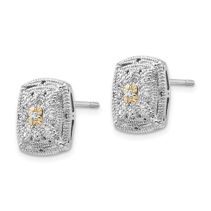 14K/silver Bicolor Shey Couture Sterlingsilber Rhodiniert mit 14K Akzente Diamant Ohrstecker