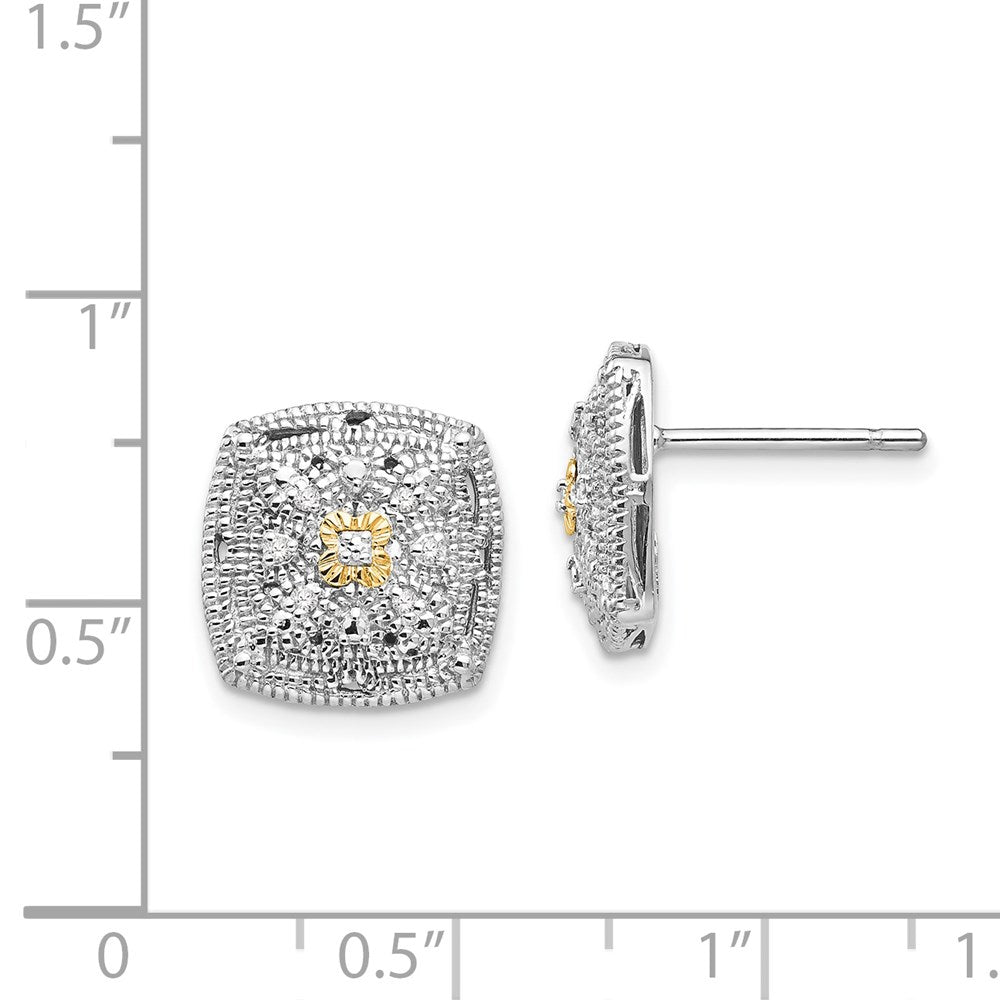 14K/silver Bicolor Shey Couture Sterlingsilber Rhodiniert mit 14K Akzente Diamant Ohrstecker