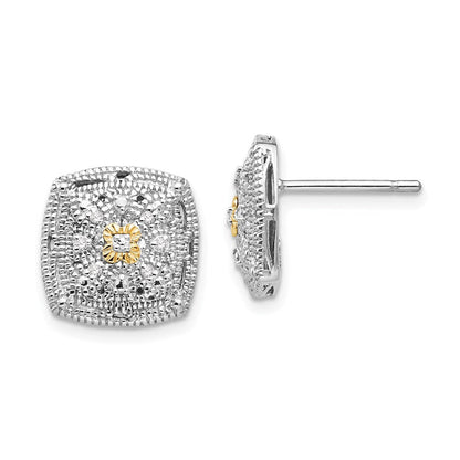 14K/silver Bicolor Shey Couture Sterlingsilber Rhodiniert mit 14K Akzente Diamant Ohrstecker