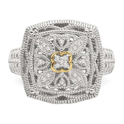 14K/silver Bicolor Shey Couture Sterlingsilber Rhodiniert mit 14K Akzente Diamant Ring