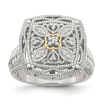 14K/silver Bicolor Shey Couture Sterlingsilber Rhodiniert mit 14K Akzente Diamant Ring
