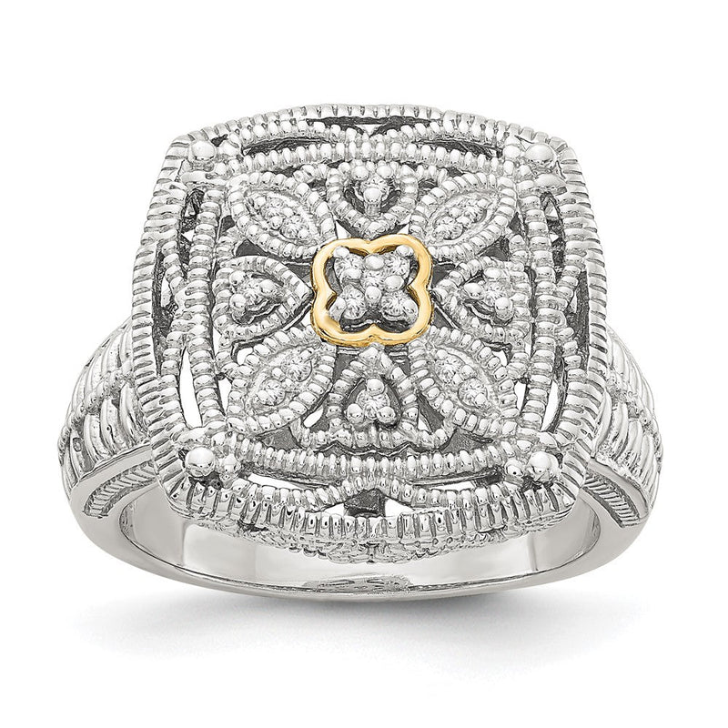14K/silver Bicolor Shey Couture Sterlingsilber Rhodiniert mit 14K Akzente Diamant Ring