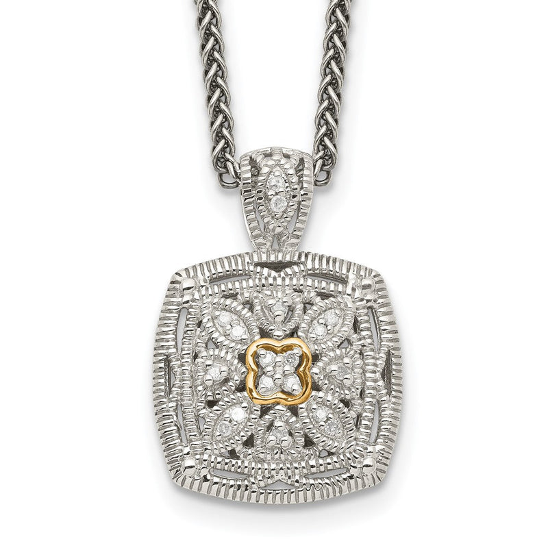 14K/silver Bicolor Shey Couture Sterlingsilber Antikisiert mit 14K Akzente 18 Zoll Diamant Vintage Halskette