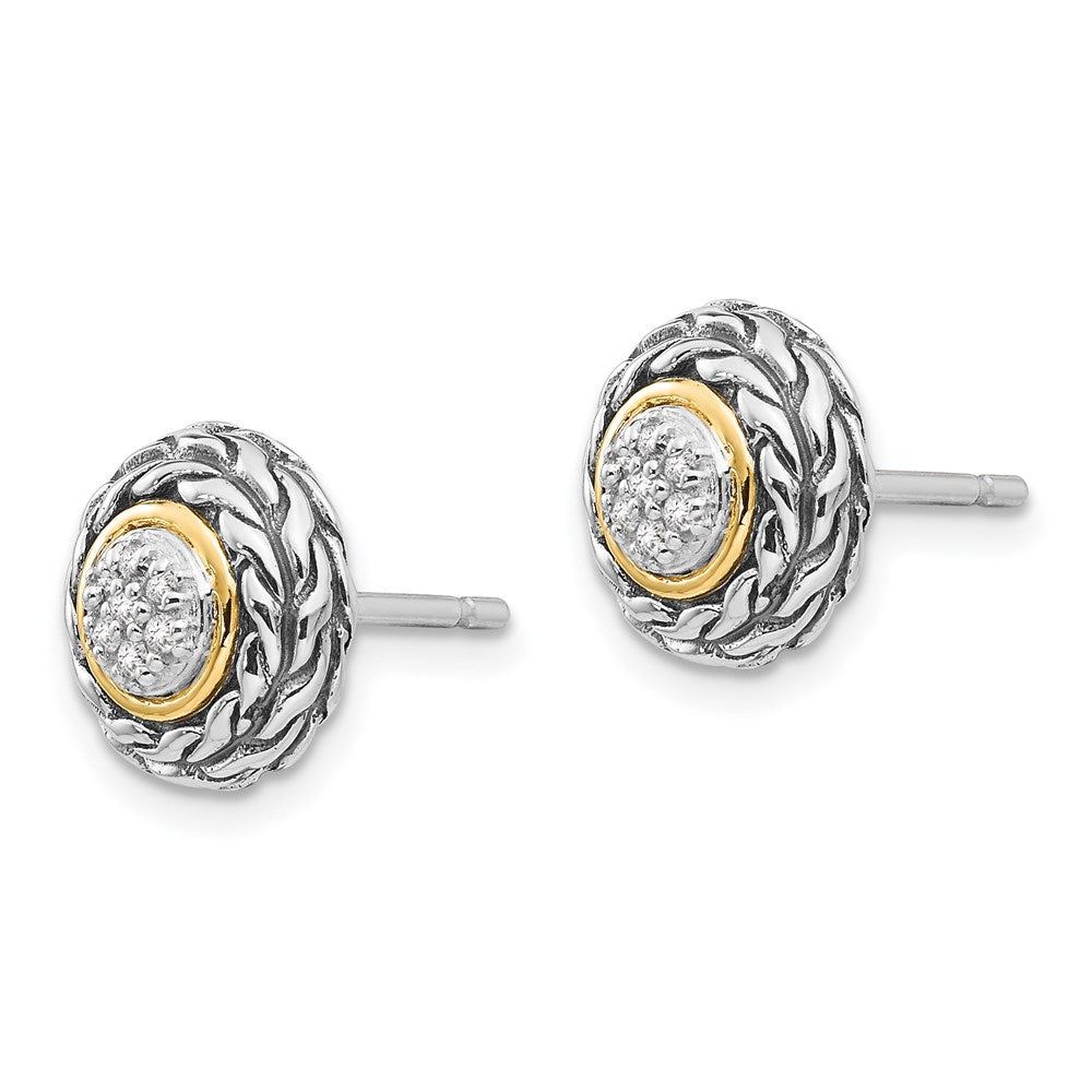 14K/silver Bicolor Shey Couture Sterlingsilber Antikisiert mit 14K Akzente Diamant Ohrstecker