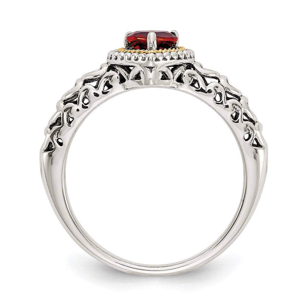 14K/silver Bicolor Shey Couture Sterlingsilber mit 14K Akzente Antikisiert Herz Granat Ring