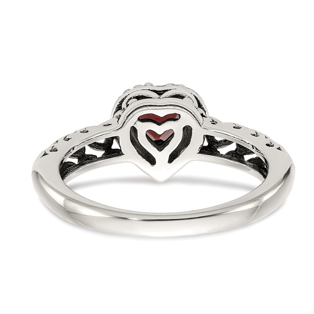14K/silver Bicolor Shey Couture Sterlingsilber mit 14K Akzente Antikisiert Herz Granat Ring