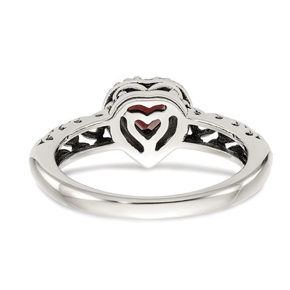14K/silver Bicolor Shey Couture Sterlingsilber mit 14K Akzente Antikisiert Herz Granat Ring