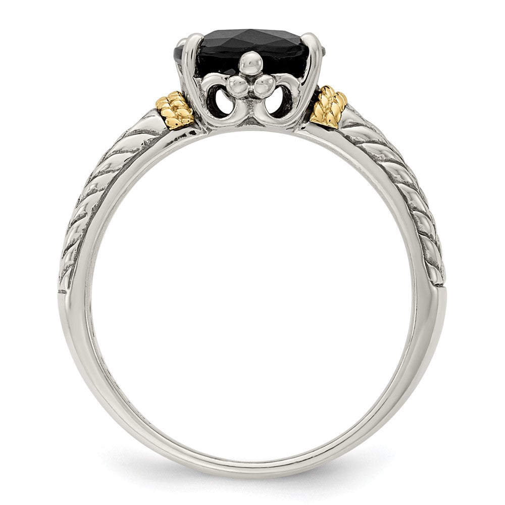 14K/silver Bicolor Shey Couture Sterlingsilber mit 14K Akzente Antikisiert Oval Granat Ring