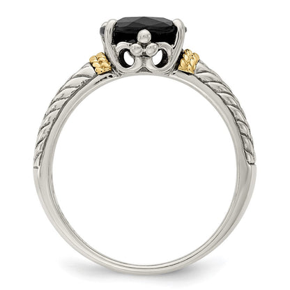 14K/silver Bicolor Shey Couture Sterlingsilber mit 14K Akzente Antikisiert Oval Granat Ring