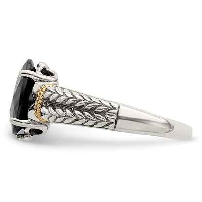 14K/silver Bicolor Shey Couture Sterlingsilber mit 14K Akzente Antikisiert Oval Granat Ring