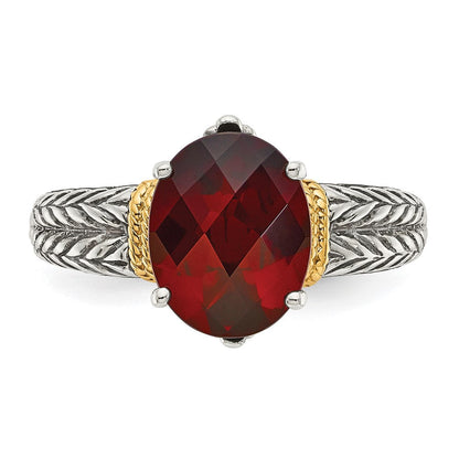 14K/silver Bicolor Shey Couture Sterlingsilber mit 14K Akzente Antikisiert Oval Granat Ring