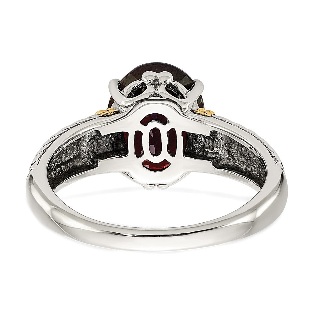 14K/silver Bicolor Shey Couture Sterlingsilber mit 14K Akzente Antikisiert Oval Granat Ring