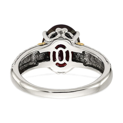 14K/silver Bicolor Shey Couture Sterlingsilber mit 14K Akzente Antikisiert Oval Granat Ring
