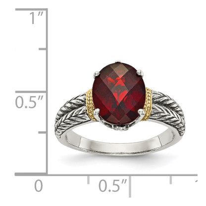 14K/silver Bicolor Shey Couture Sterlingsilber mit 14K Akzente Antikisiert Oval Granat Ring