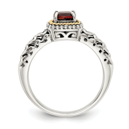 14K/silver Bicolor Shey Couture Sterlingsilber mit 14K Akzente Antikisiert Kissen Granat Ring