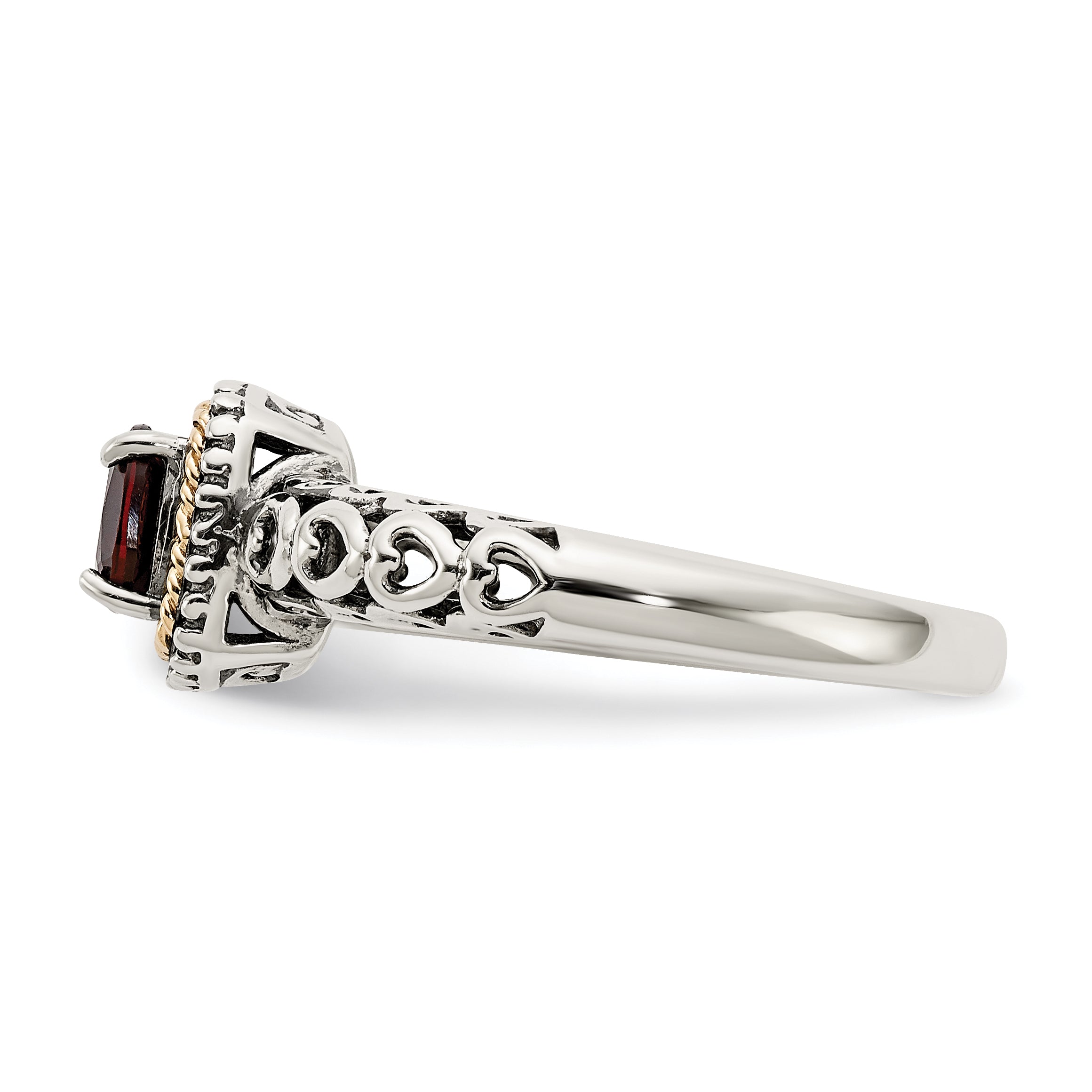 14K/silver Bicolor Shey Couture Sterlingsilber mit 14K Akzente Antikisiert Kissen Granat Ring