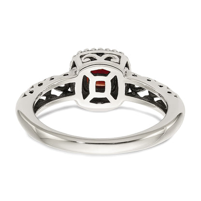 14K/silver Bicolor Shey Couture Sterlingsilber mit 14K Akzente Antikisiert Kissen Granat Ring