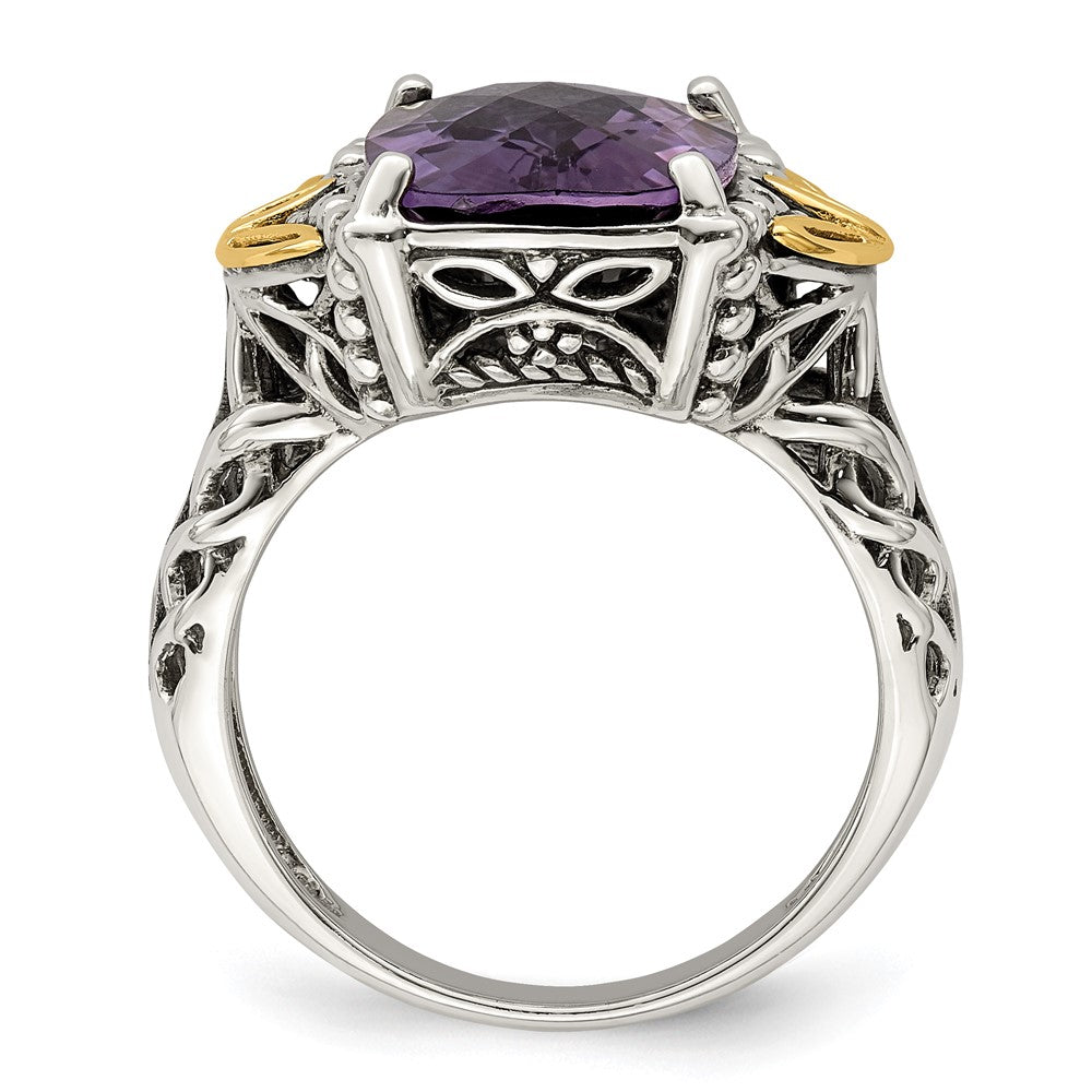 14K/silver Bicolor Shey Couture Sterlingsilber mit 14K Akzente Antikisiert Kissen Amethyst Ring