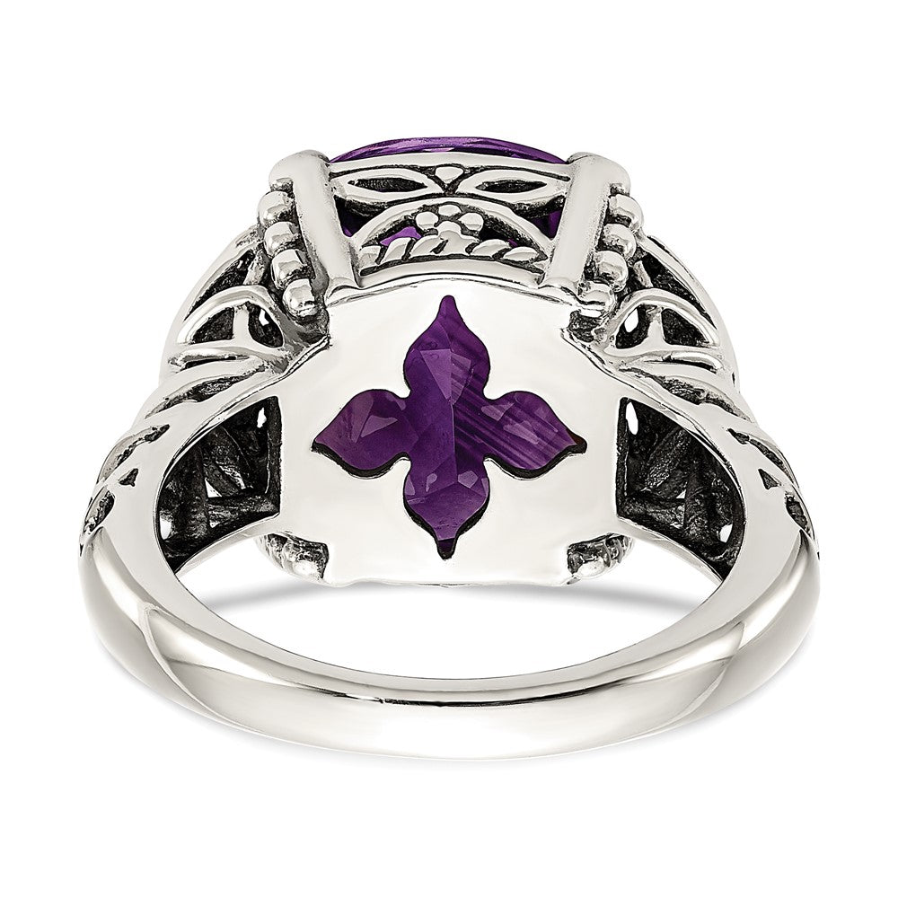 14K/silver Bicolor Shey Couture Sterlingsilber mit 14K Akzente Antikisiert Kissen Amethyst Ring