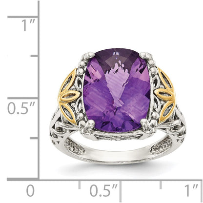 14K/silver Bicolor Shey Couture Sterlingsilber mit 14K Akzente Antikisiert Kissen Amethyst Ring