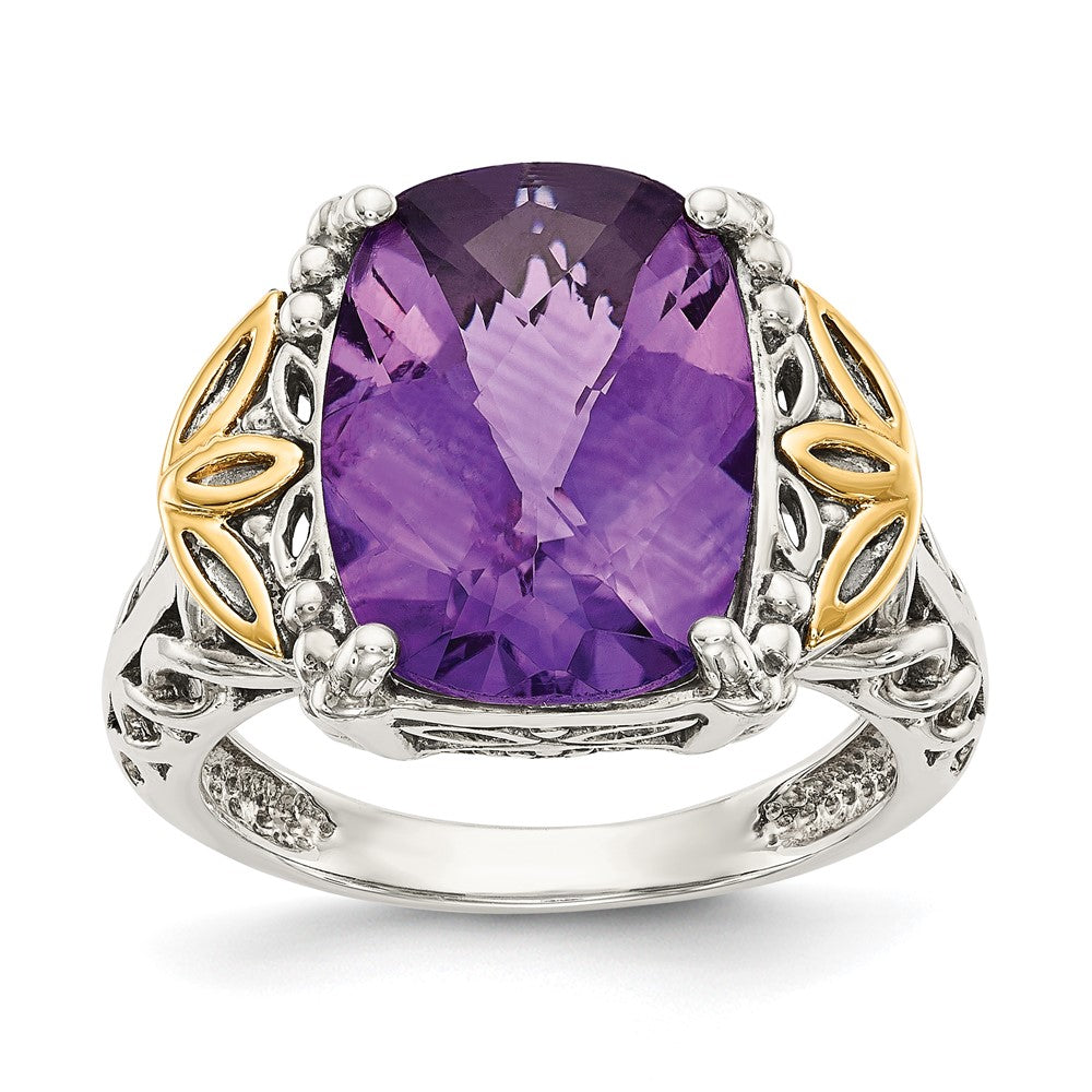 14K/silver Bicolor Shey Couture Sterlingsilber mit 14K Akzente Antikisiert Kissen Amethyst Ring