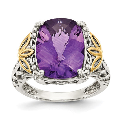 14K/silver Bicolor Shey Couture Sterlingsilber mit 14K Akzente Antikisiert Kissen Amethyst Ring