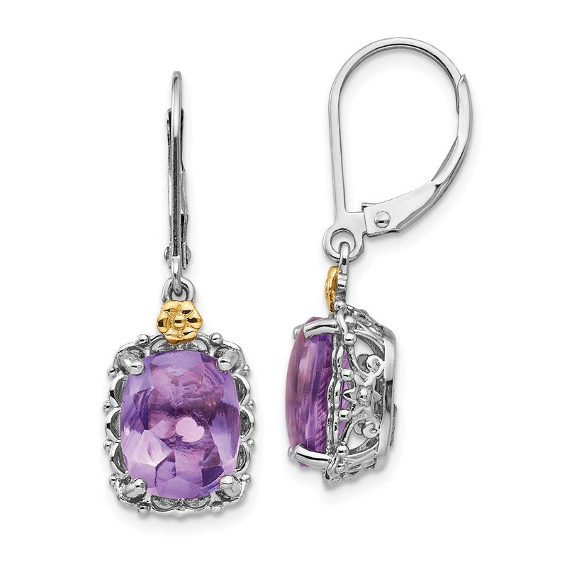 14K/silver Bicolor Shey Couture Sterlingsilber Antikisiert mit 14K Akzente Kissen Amethyst Brisur Ohrhänger