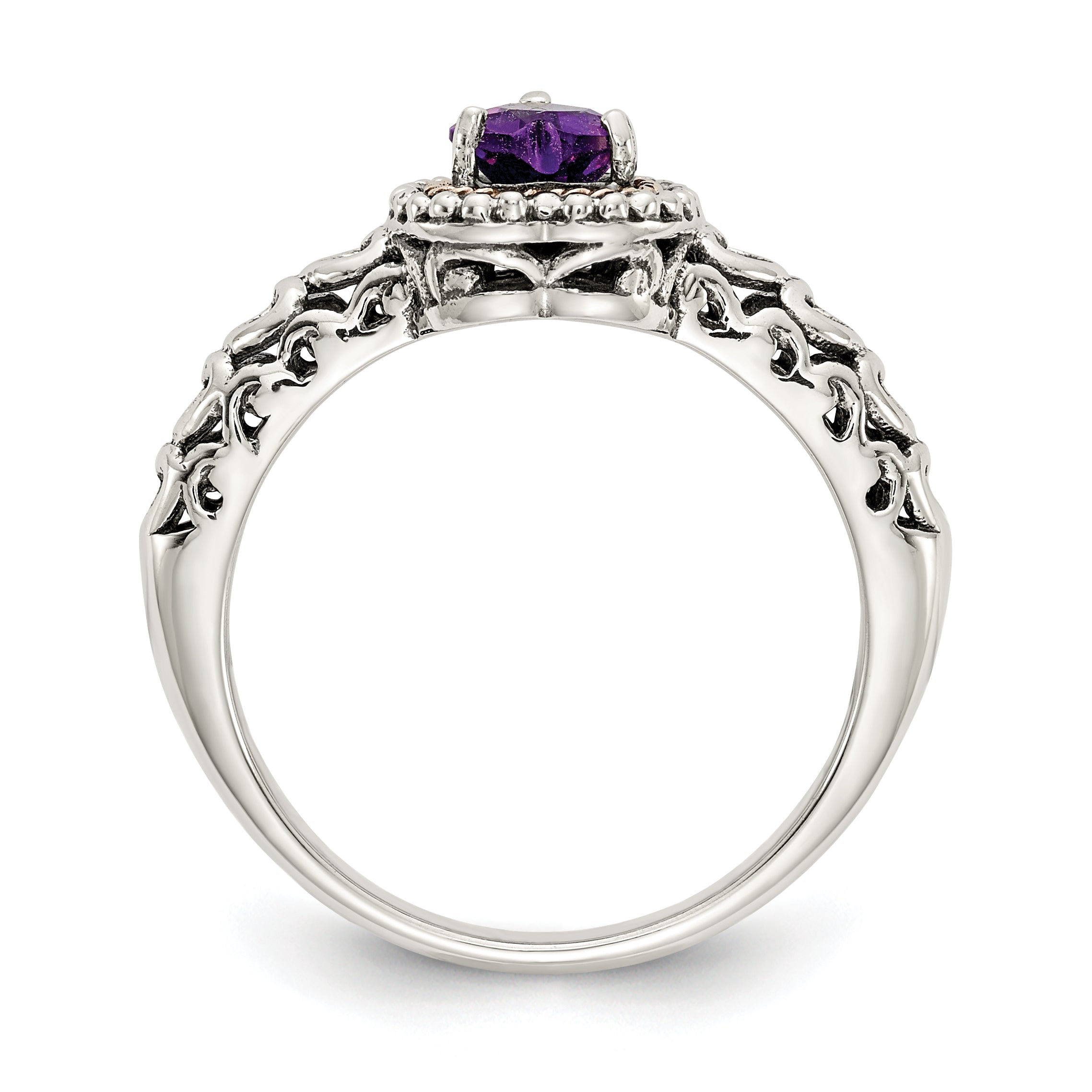 14K/silver Bicolor Shey Couture Sterlingsilber mit 14K Akzente Antikisiert Amethyst Herz Ring