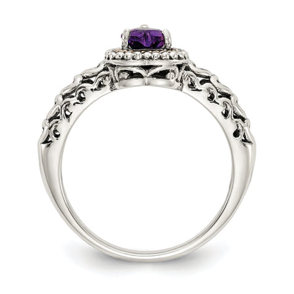 14K/silver Bicolor Shey Couture Sterlingsilber mit 14K Akzente Antikisiert Amethyst Herz Ring