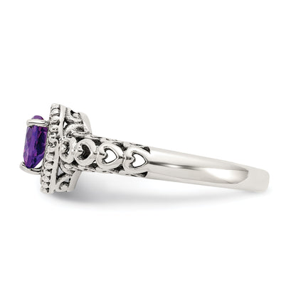 14K/silver Bicolor Shey Couture Sterlingsilber mit 14K Akzente Antikisiert Amethyst Herz Ring