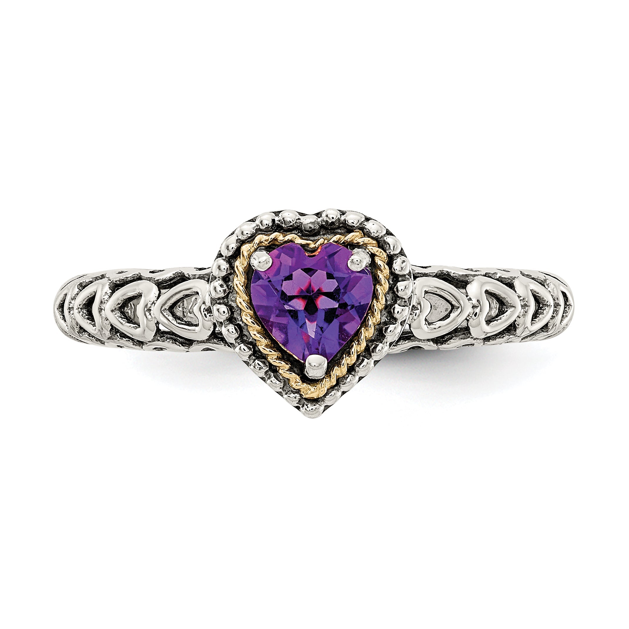 14K/silver Bicolor Shey Couture Sterlingsilber mit 14K Akzente Antikisiert Amethyst Herz Ring