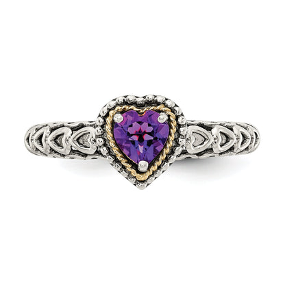 14K/silver Bicolor Shey Couture Sterlingsilber mit 14K Akzente Antikisiert Amethyst Herz Ring