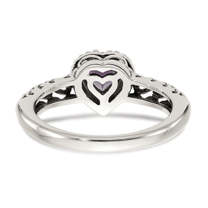 14K/silver Bicolor Shey Couture Sterlingsilber mit 14K Akzente Antikisiert Amethyst Herz Ring