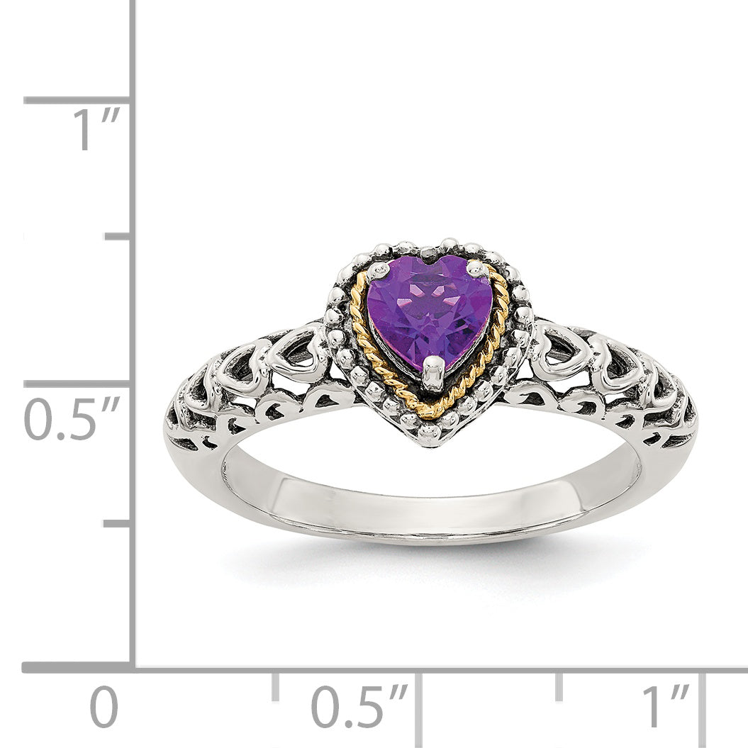14K/silver Bicolor Shey Couture Sterlingsilber mit 14K Akzente Antikisiert Amethyst Herz Ring