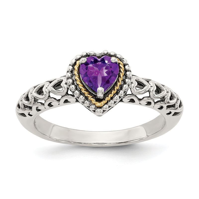 14K/silver Bicolor Shey Couture Sterlingsilber mit 14K Akzente Antikisiert Amethyst Herz Ring