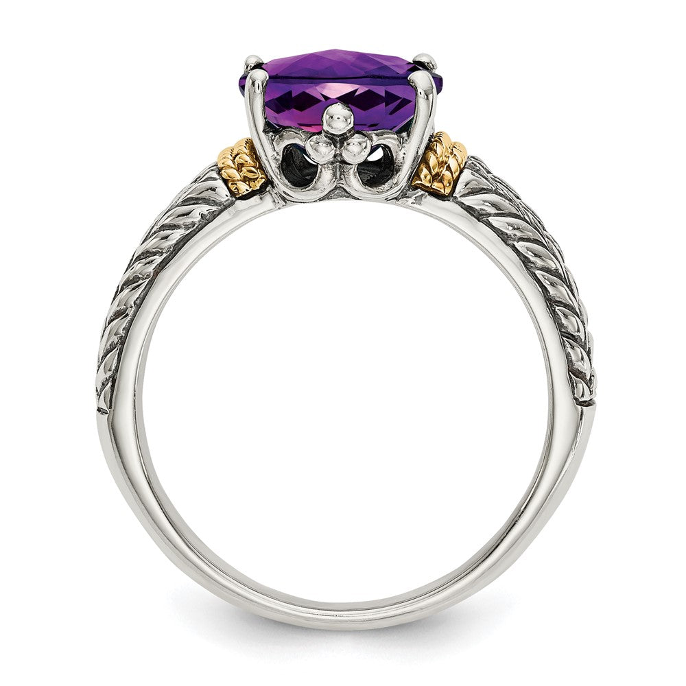 14K/silver Bicolor Shey Couture Sterlingsilber mit 14K Akzente Antikisiert Oval Amethyst Ring