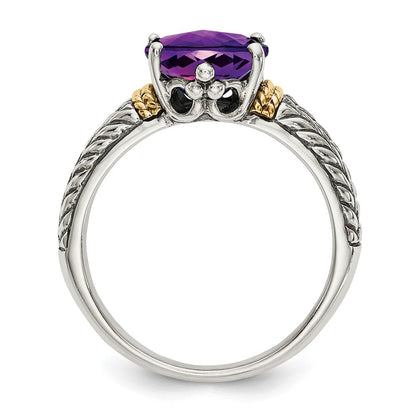 14K/silver Bicolor Shey Couture Sterlingsilber mit 14K Akzente Antikisiert Oval Amethyst Ring