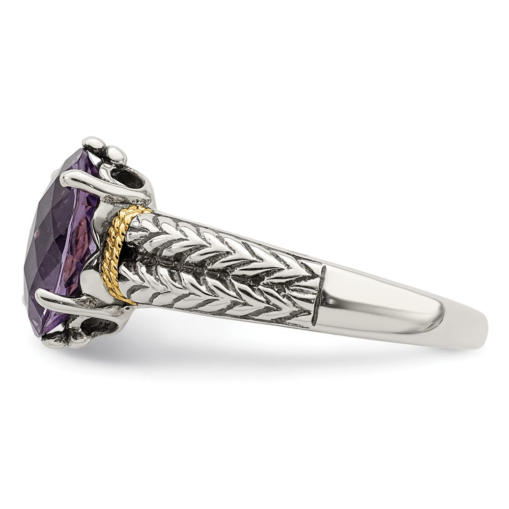 14K/silver Bicolor Shey Couture Sterlingsilber mit 14K Akzente Antikisiert Oval Amethyst Ring