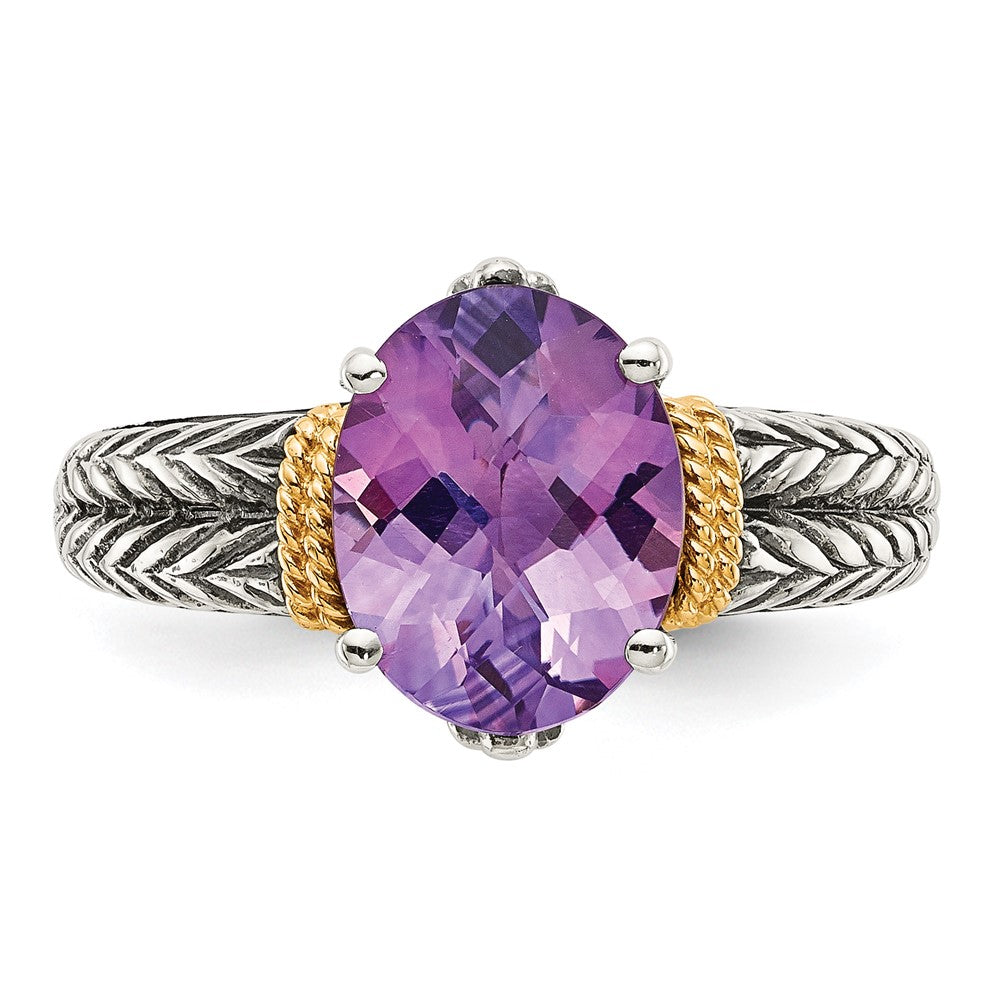 14K/silver Bicolor Shey Couture Sterlingsilber mit 14K Akzente Antikisiert Oval Amethyst Ring