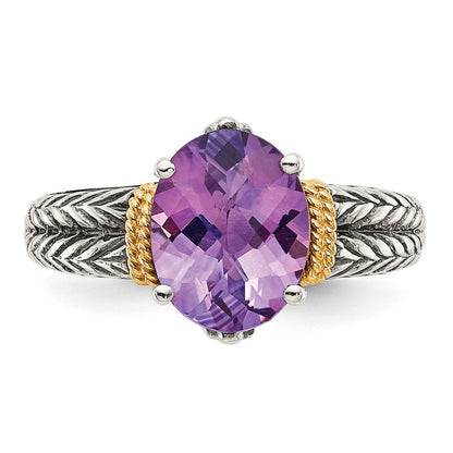 14K/silver Bicolor Shey Couture Sterlingsilber mit 14K Akzente Antikisiert Oval Amethyst Ring