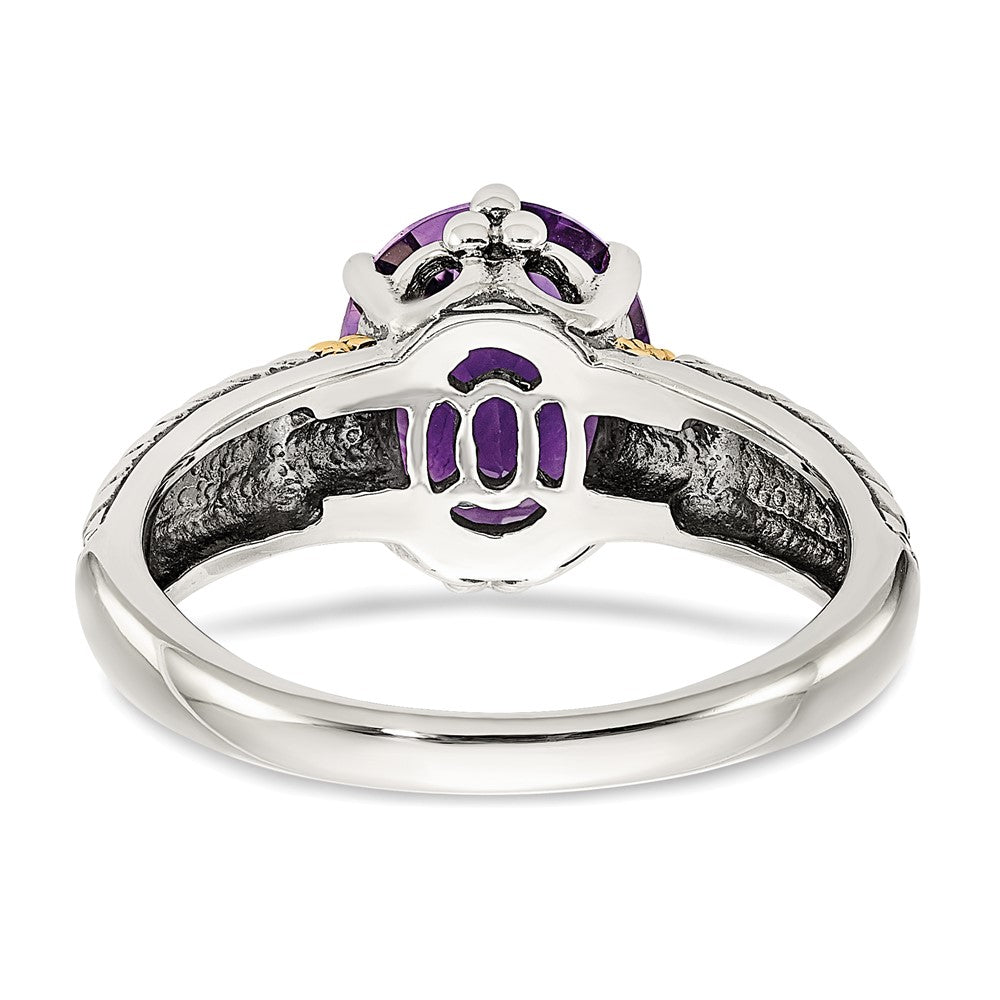 14K/silver Bicolor Shey Couture Sterlingsilber mit 14K Akzente Antikisiert Oval Amethyst Ring