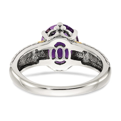 14K/silver Bicolor Shey Couture Sterlingsilber mit 14K Akzente Antikisiert Oval Amethyst Ring