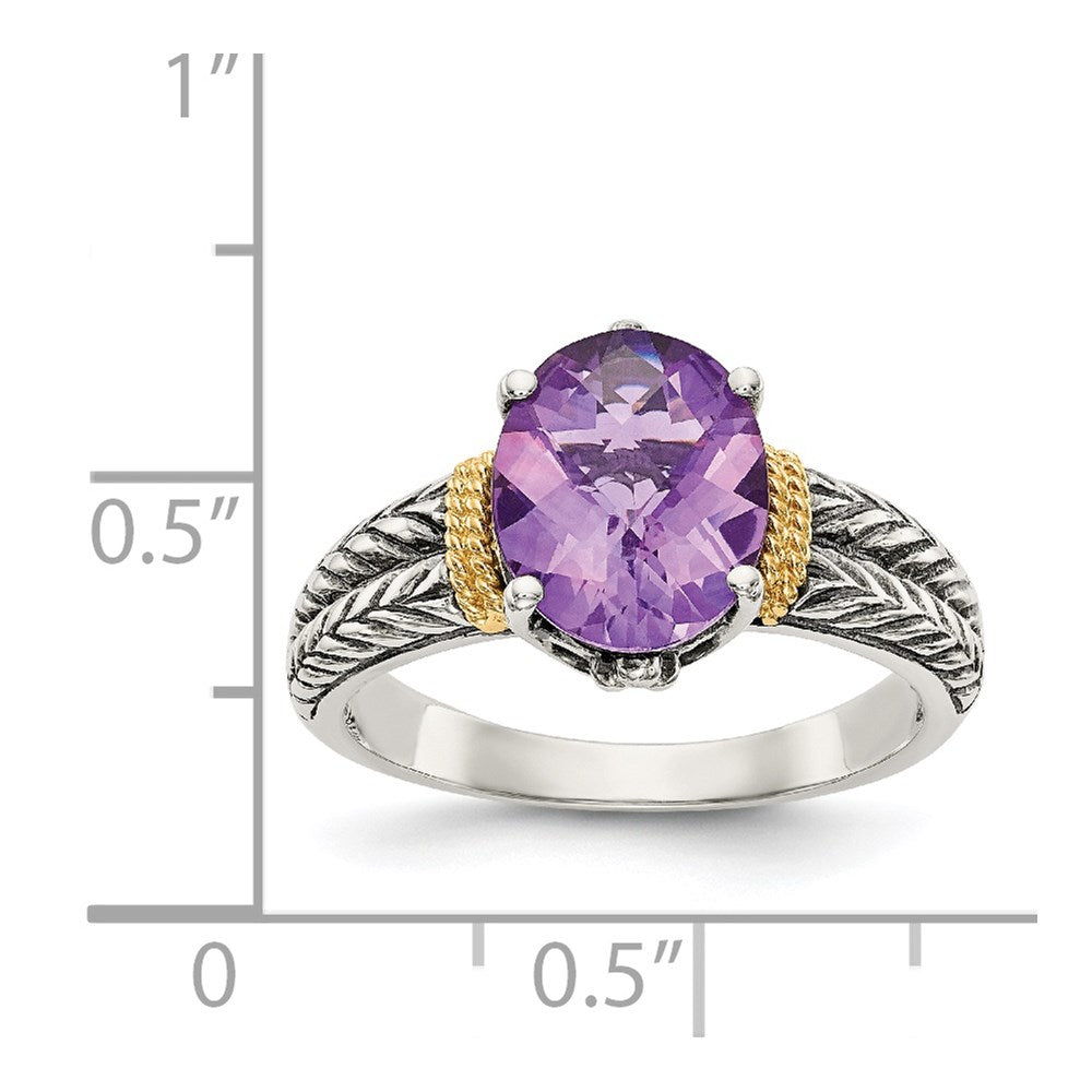14K/silver Bicolor Shey Couture Sterlingsilber mit 14K Akzente Antikisiert Oval Amethyst Ring