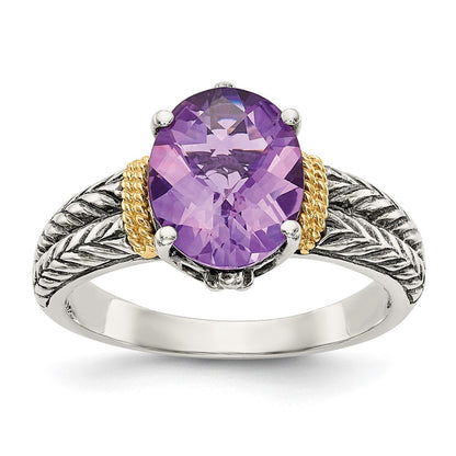 14K/silver Bicolor Shey Couture Sterlingsilber mit 14K Akzente Antikisiert Oval Amethyst Ring